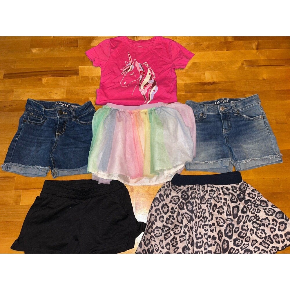 Girls Summer Clothing Lot 6 Pieces 1 Top 5 Bottoms All Size XS 4/5